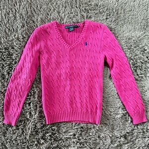 Ralph Lauren Sport Women's Cable Knit Pullover Sweater Pink Size Medium